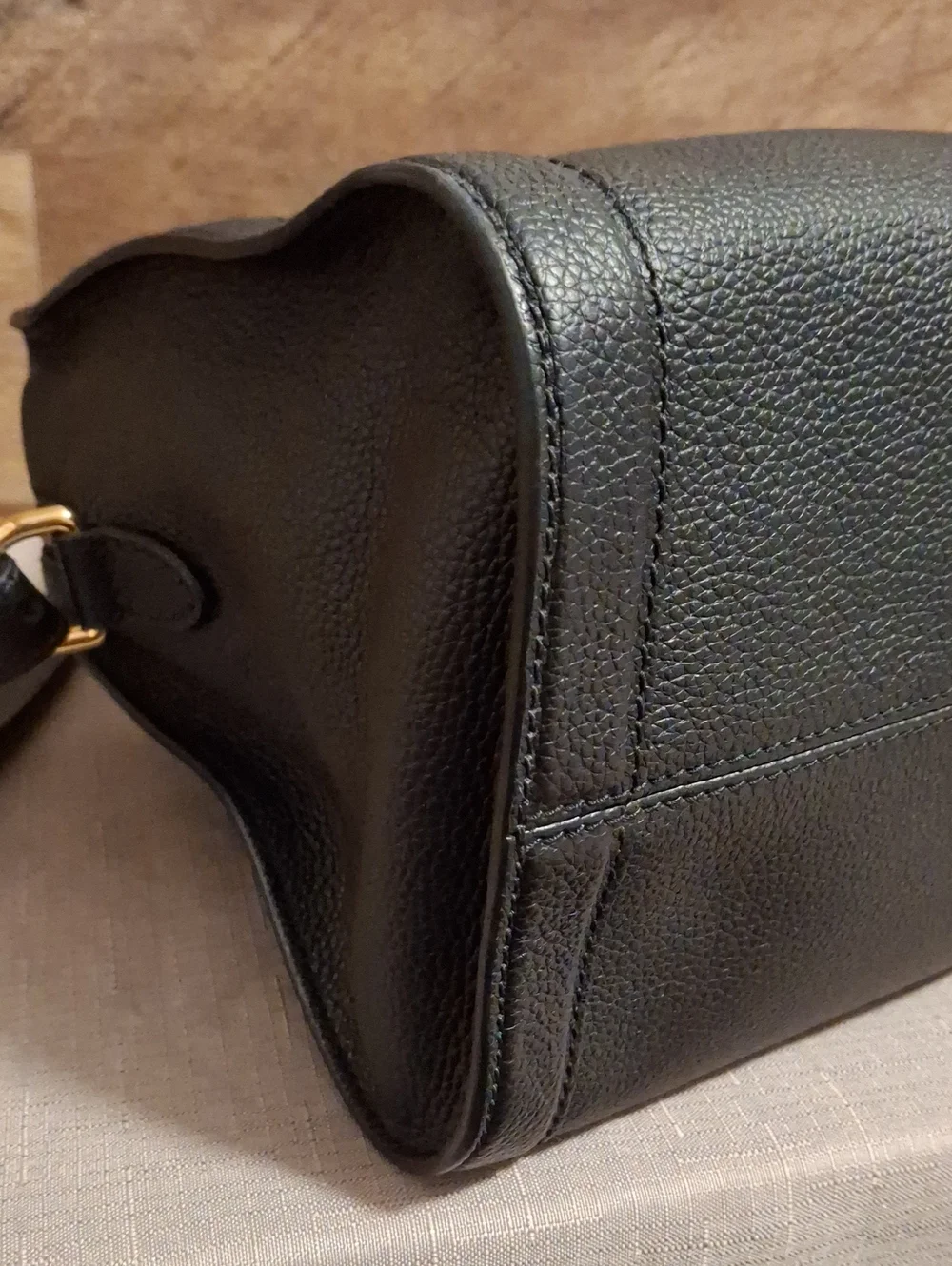 Alexander McQueen Black Leather Satchel with Gold Skull Accent